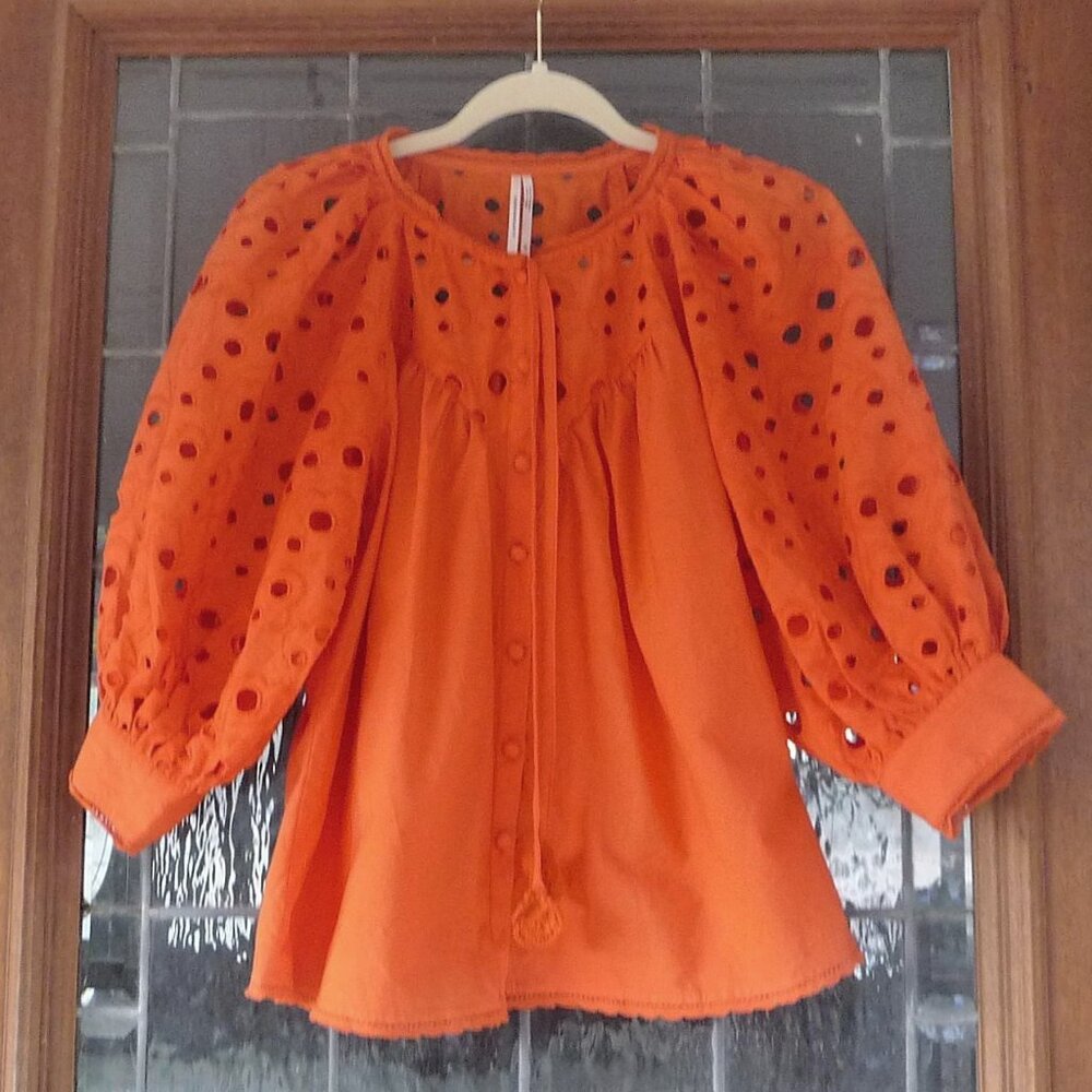ANTHROPOLOGIE CHANTAL EYELET BLOUSE XS - Picture 4 of 14
